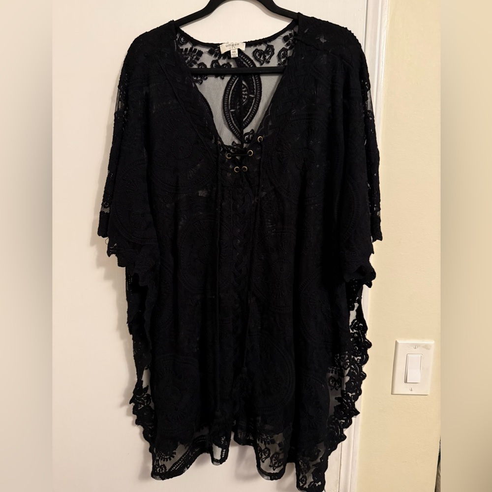 Umgee Black Lace Kimono coverup